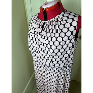 NWT Women's London Times Black Pink Polka Dot Midi Dress 14W
